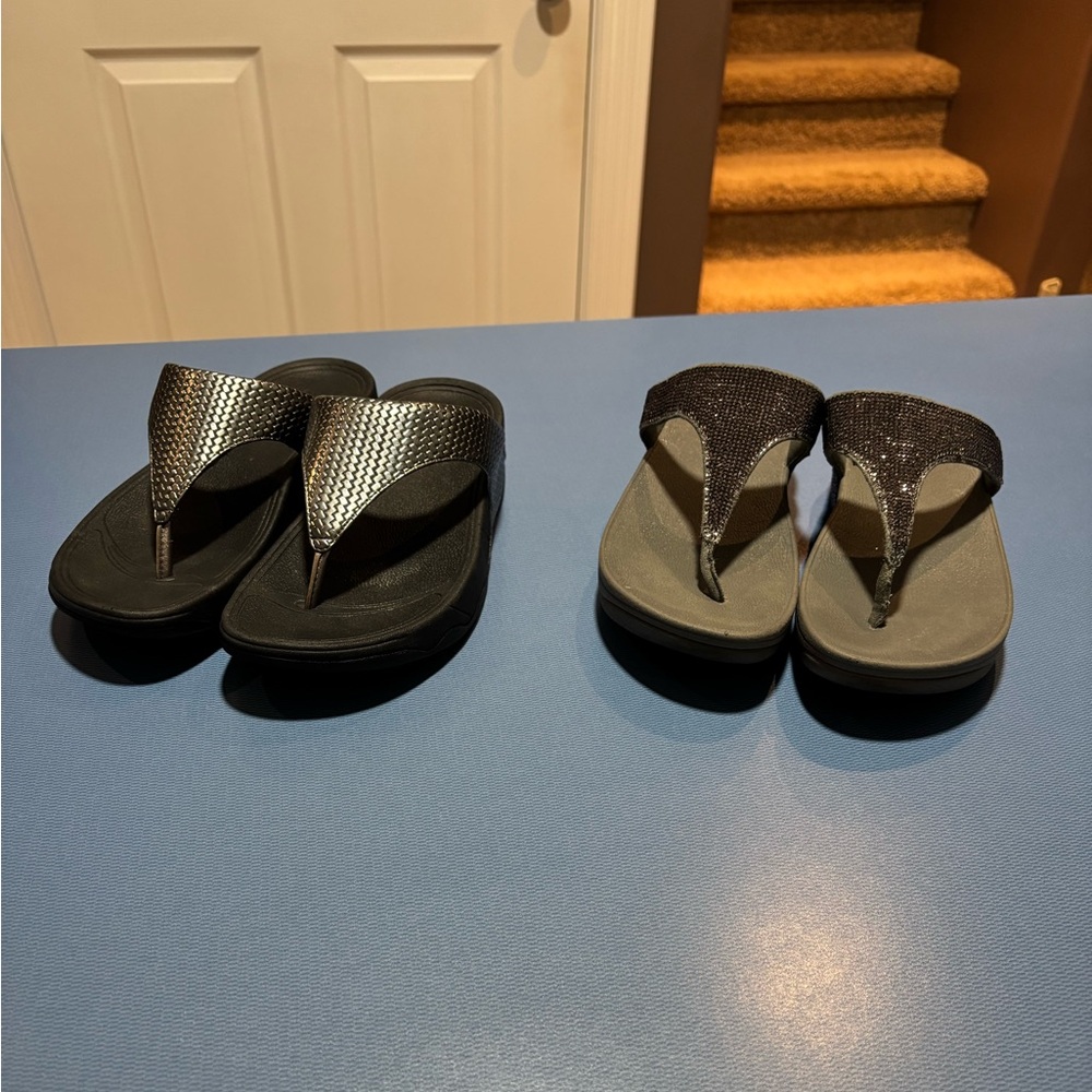 Fitflop Metallic and Black Sandals